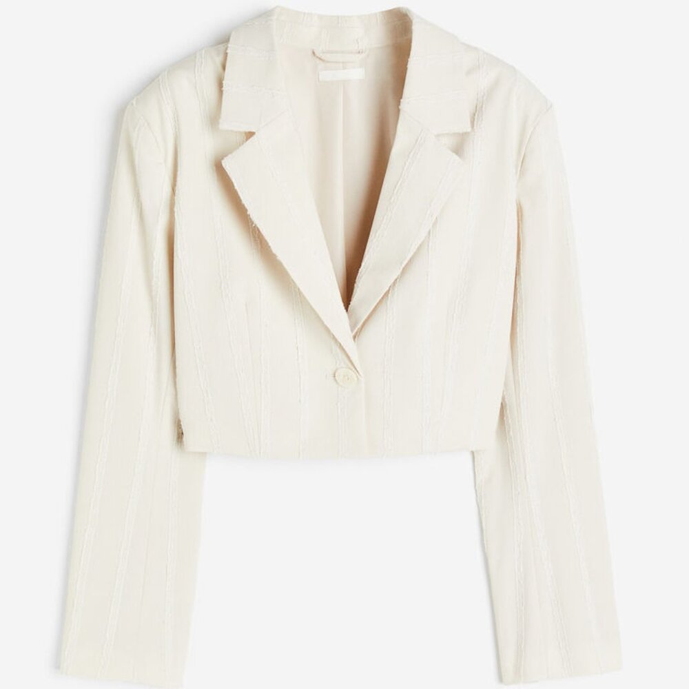 NWT - H&M Textured-weave Crop Jacket